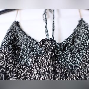 Love Tree Medium Black & White Halter Spaghetti Strap Romper